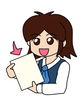 recommend clip art: 書類を見せる笑顔のボブカットOLさん　カラー（Affinity Designer版）
                    