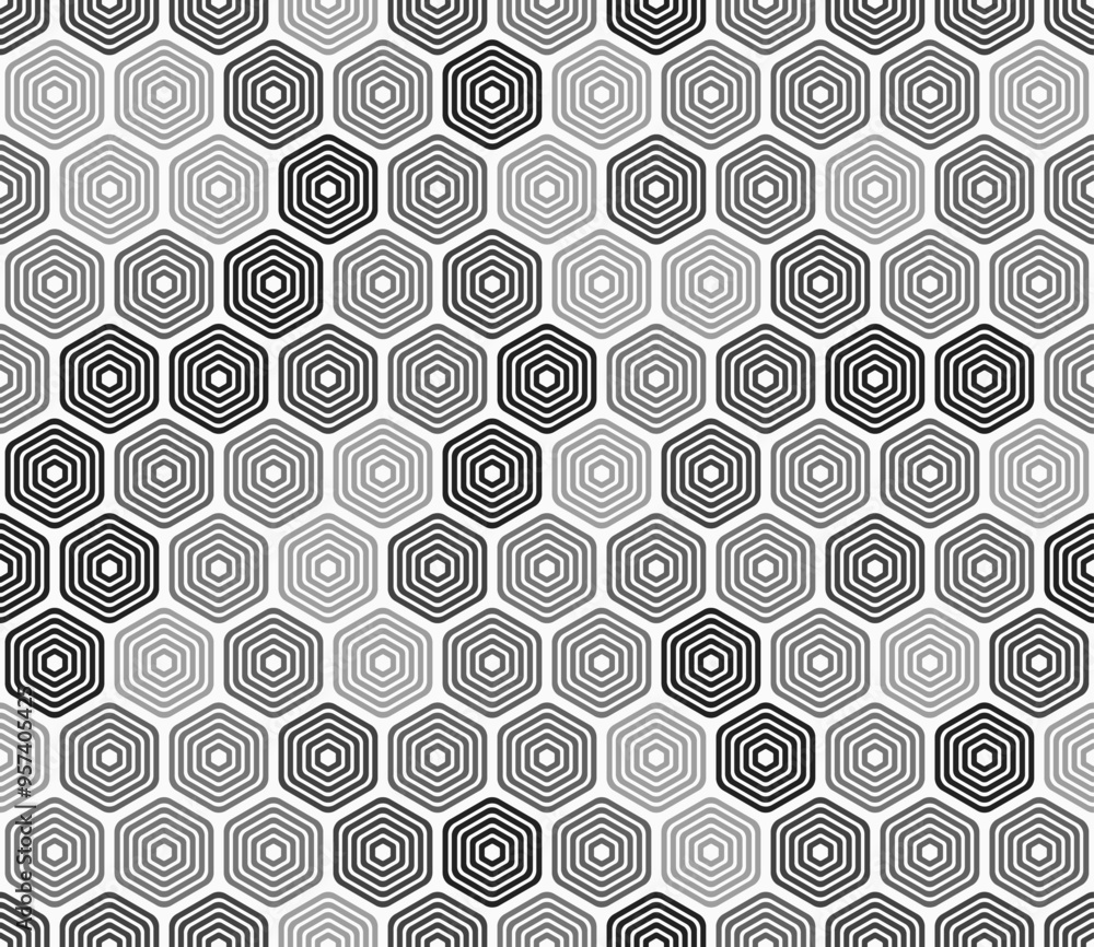 Poster abstract template background. bold rounded stacked hexagons mosaic pattern. grey color tones. hexago