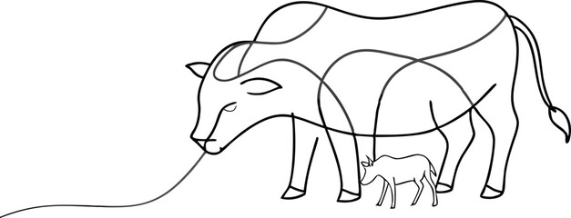 continuous single line drawing of animal set , line art vector illustration