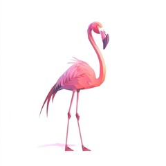 Fototapeta premium Flamingo Void/Space element animal cartoon isolated whitebackground 16:9