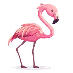 Obraz premium Flamingo Water animal cartoon isolated whitebackground