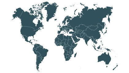 World map. Black modern vector map. Silhouette map