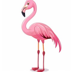 Flamingo Wood element animal cartoon isolated whitebackground 16:9