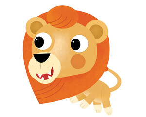cartoon scene with happy cat lion isolated safari illustration for kids