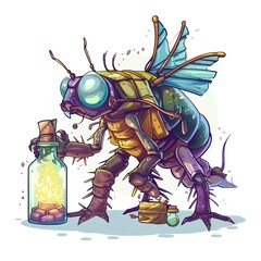 Flea Alchemist Occupation fantasy animal cartoon isolated whitebackground