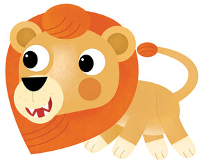 cartoon scene with happy cat lion isolated safari illustration for kids