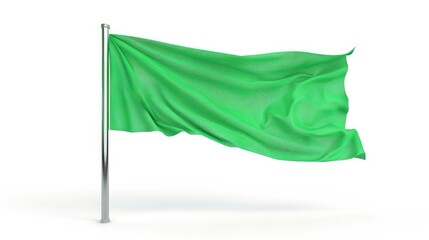 Green flag on isolated white background . Generative AI