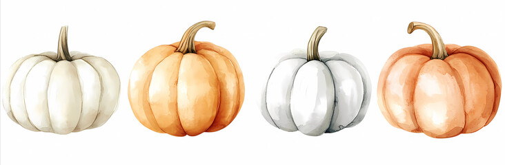 watercolor pumpkins. Watercolor Autumn Pumpkins and Gourds – Seasonal Harvest Illustration, watercolor gourds, row of pumpkins,  pumpkins background