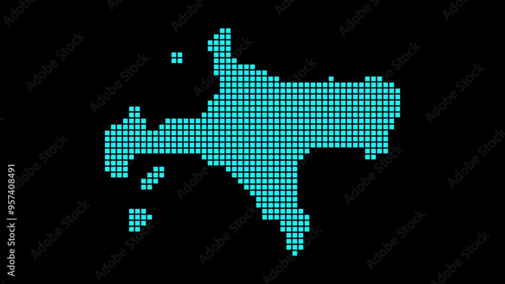 Poster ko mak digital map. map of ko mak in dotted style. shape of the island filled with rectangles. beaut