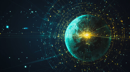 Obraz premium background Innovation network points Earth's surface wave background Abstract digital wave background information technology background The background is the background. gradient wave digital wave ban