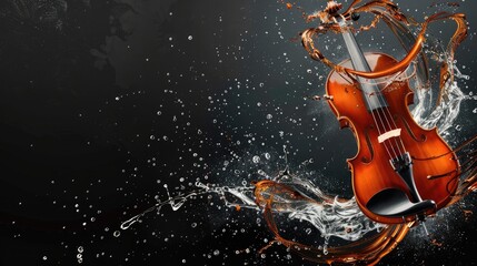 Fototapeta premium Instuments background colorful splash, isolated black background Generative AI