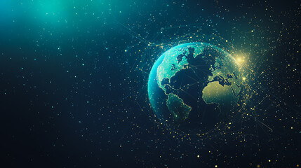 Obraz premium background Innovation network points Earth's surface wave background Abstract digital wave background information technology background The background is the background. gradient wave digital wave ban