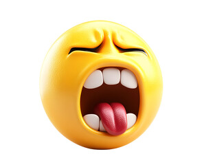 Sneezing face emoji caught mid-sneeze, isolated on a transparent PNG background.
