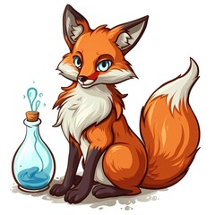 Fototapeta premium Foxe Poison element animal cartoon isolated whitebackground 16:9