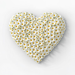 3D Render of a heart made of daisies.