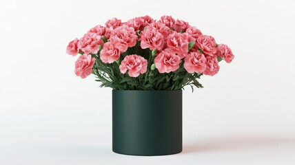 Obraz premium Charming carnation bouquet arranged in a modern green container