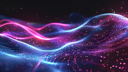 Obraz premium abstract futuristic background with pink blue glowing neon