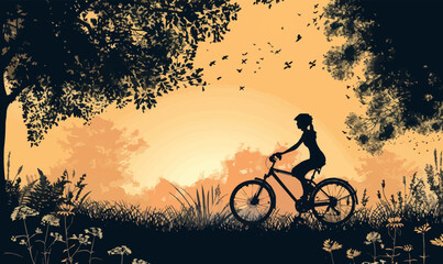 Obraz premium A silhouette vector of a person cycling.