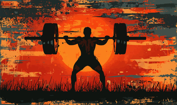 A silhouette vector of a person lifting weights.