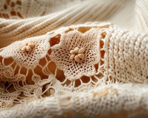 Obraz premium Lacework with intricate patterns, delicate and artistic, Artisan, Soft tones, Photograph, Textile art