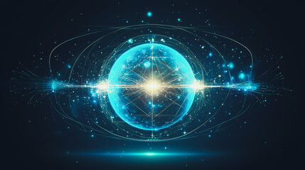 Obraz premium background Innovation network points Earth's surface wave background Abstract digital wave background information technology background The background is the background. gradient wave digital wave ban