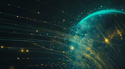 Obraz premium background Innovation network points Earth's surface wave background Abstract digital wave background information technology background The background is the background. gradient wave digital wave ban