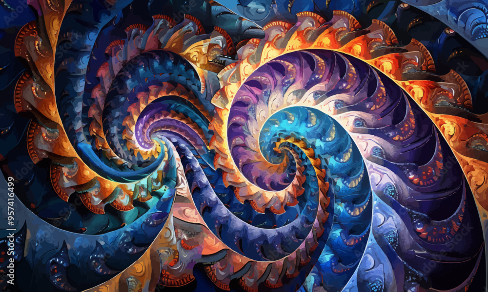 Poster a geometric vector of a fractal pattern.