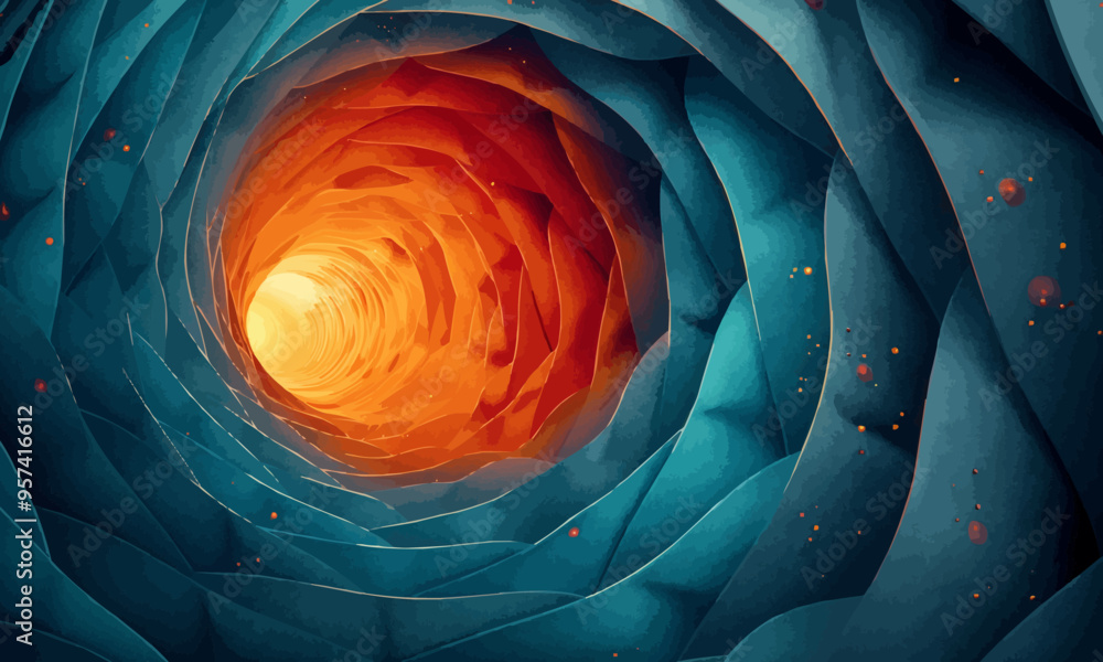 Poster a geometric vector of an abstract spiral pattern.
