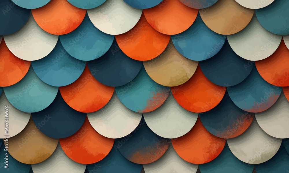 Poster a geometric vector of a fish scale pattern.