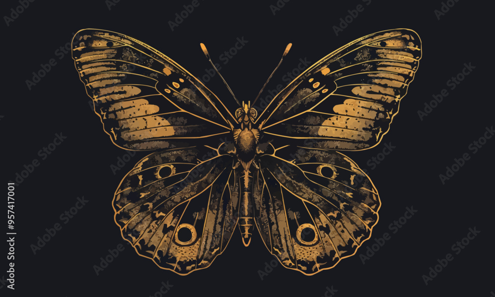Poster a linear vector of a butterfly.