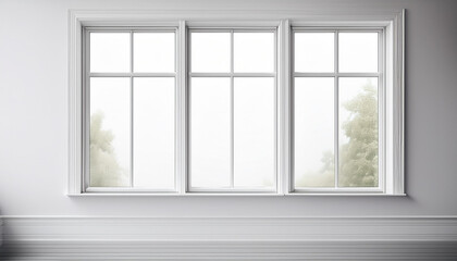 Fototapeta premium White Window Frame in a White Wall