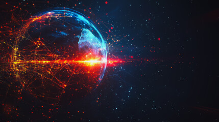 Obraz premium background Innovation network points Earth's surface wave background Abstract digital wave background information technology background The background is the background. gradient wave digital wave ban