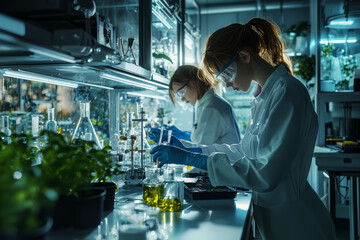 A science lab with students conducting experiments, exploring the wonders of the natural world. Concept of discovery. Generative Ai.