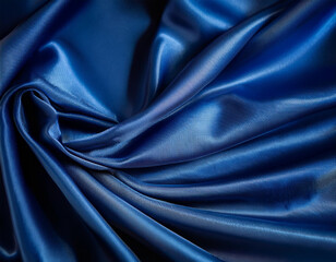 Obraz premium Exquisite Dark Blue Silk Satin: Luxurious Soft Folds on Shiny Fabric