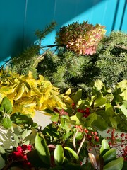 materials for making a Christmas wreath