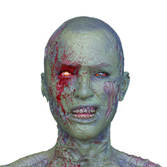 男性ゾンビの顔　3DCGレンダリング