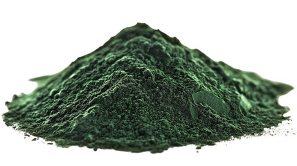 Spirulina powder on transparent white background