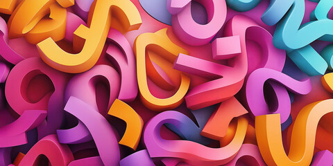 Fototapeta premium Colorful 3d question marks background - vibrant and abstract design for creative projects