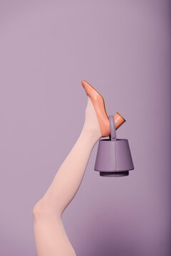 Creative Fashion Concept with Leg, High Heel and Purse