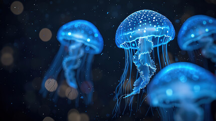 Mysterious Jellyfish in the Dark Depths of the Ocean