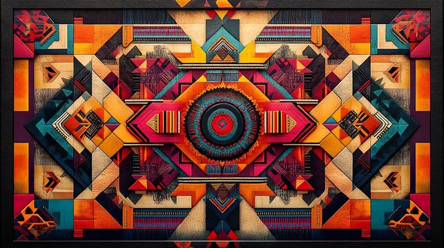 Authentic Mandana art featuring symmetrical patterns and bold geometric designs picture
