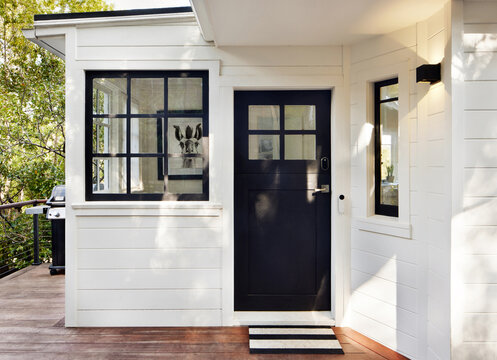 Front door of modern design cottage