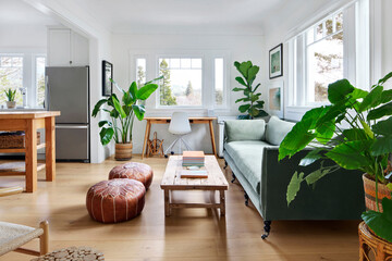 Open plan modern design cottage living room