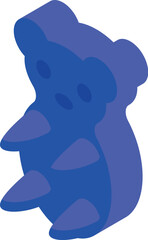 This blue teddy bear toy is sitting down, perfect for projects related to childhood, toys, and more