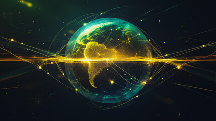 Obraz premium background Innovation network points Earth's surface wave background Abstract digital wave background information technology background The background is the background. gradient wave digital wave ban