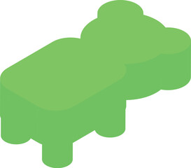 Isometric stylized minimal cute green plastic chair for kids room shaped like a bear