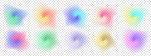 Set of gradients with abstract shapes blur. Collection of futuristic glowing, neon, color, watercolor with aura shapes for website design.