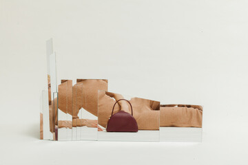 Creative Mirror Reflection Of Woman With Handbag