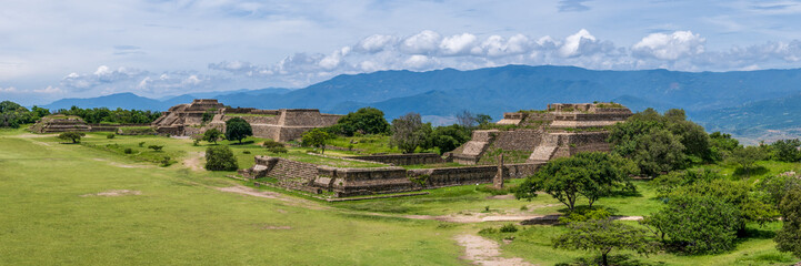The ruins of Monte Alban, a large archaeological site in Oaxaca, Mexico