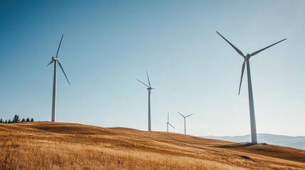 Wind Turbines Harnessing Renewable Energy in Scenic Countryside Landscape